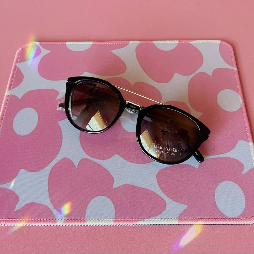 Isaac Mizrahi Black and Gold Aviator Sunglasses
